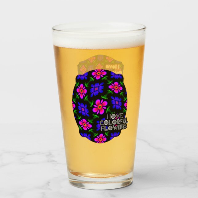 Copo De Pint Padrões de flores rosa adoráveis (Frente (Preenchido))