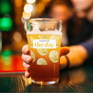 Copo De Pint Padrões de limões amarelos modernos e apertar o di