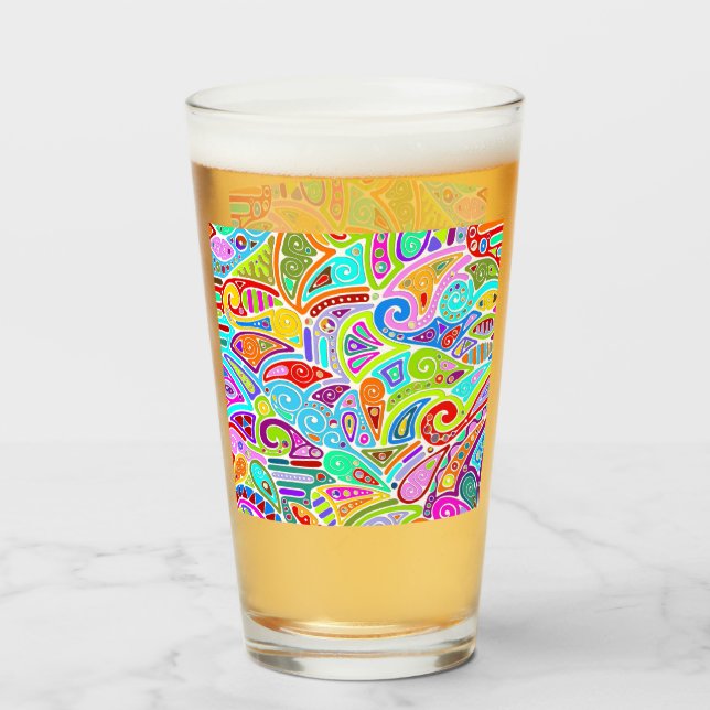 Copo De Pint Padrões De Mão E Digitalmente Pintados Art 7° (Frente (Preenchido))