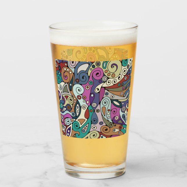 Copo De Pint Padrões De Mão E Digitalmente Pintados Art 8° (Frente (Preenchido))