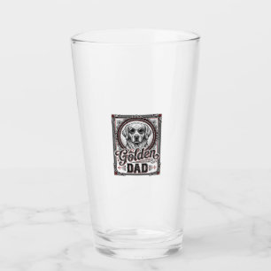 Copo De Pint Pai Golden Retriever Design de Gravura Vintage_1