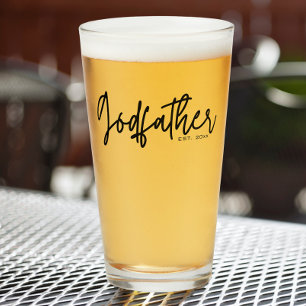 Copo De Pint Pai Padrinho de Roteiro Moderno Data de Fundação C