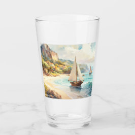 Copo De Pint Paisagem com navios de mar e de navegação