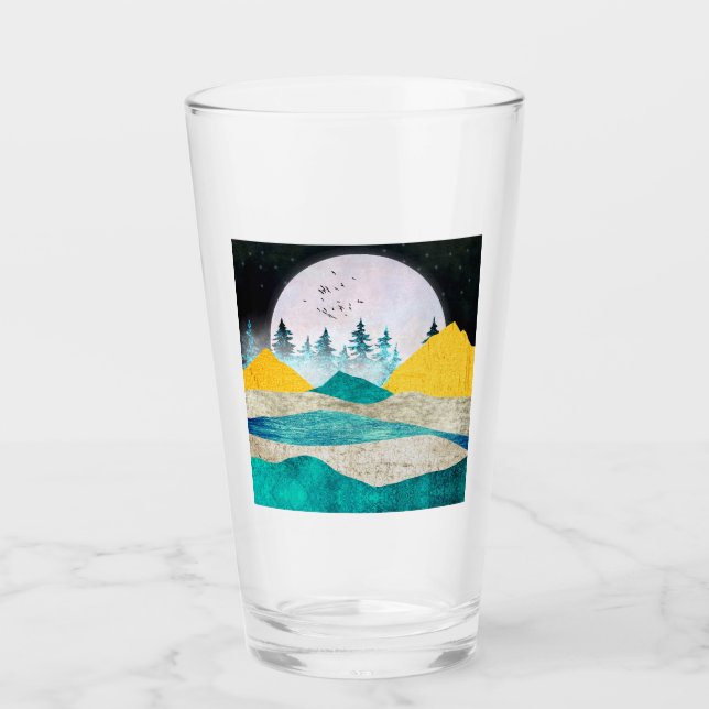 Copo De Pint Paisagem com Supermoon Nascente (Frente)
