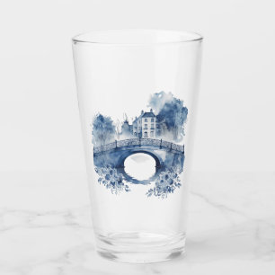 Copo De Pint Paisagem de estilo Delft azul e branco