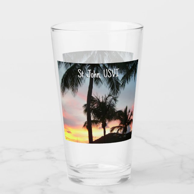 Copo De Pint Paisagem Tropical de Palms Sunset Fotografia (Frente)