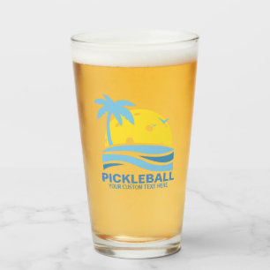 Copo De Pint Palmeira tropical Sun de Pickleball seu texto