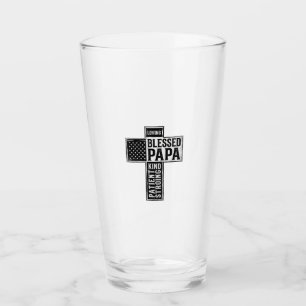 Copo De Pint Papai Abençoado Cruz Cristã Tipografia Vintage De