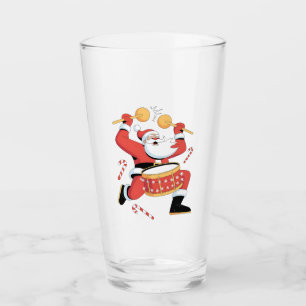 Copo De Pint Papai Noel Baterista Engraçado Natal Feio Bateria 