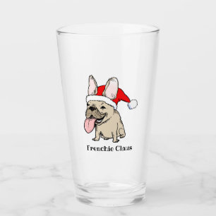 Copo De Pint Papai Noel do Bulldog Francês com Texto Personaliz