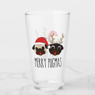 Copo De Pint Papai noel & rena alegres do Pug de Pugmas