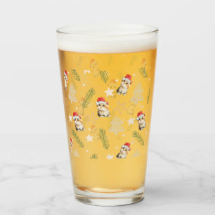 Copo De Pint Papais noeis de gatinhos de cor aquosa verde Feliz