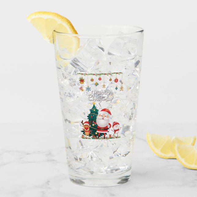 Copo De Pint Papais noeis engraçados, Snowman, Reindeer Feliz N (Gelo frontal)
