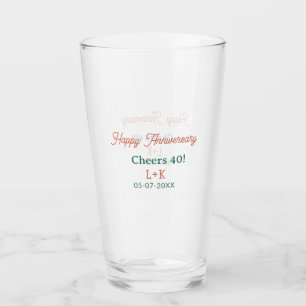 Copo De Pint Parabéns 40 feliz aniversário laranja verde nome d