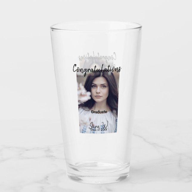 Copo De Pint Parabéns classe de nome de ano de adição escola co (Frente)