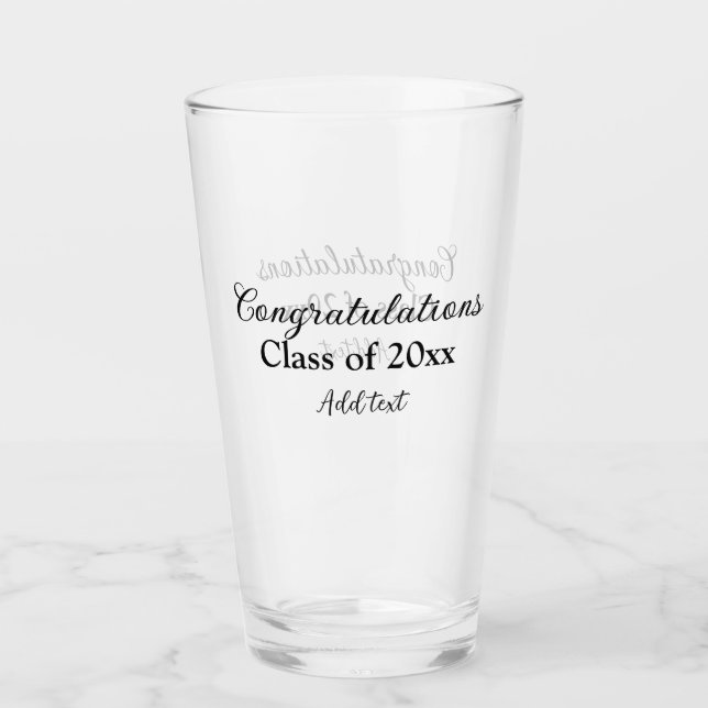 Copo De Pint Parabéns de graduação simples, adicionar classes m (Frente)