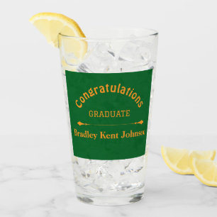 Copo De Pint Parabéns Graduado Tumbler de Vidro Dourado e Verde