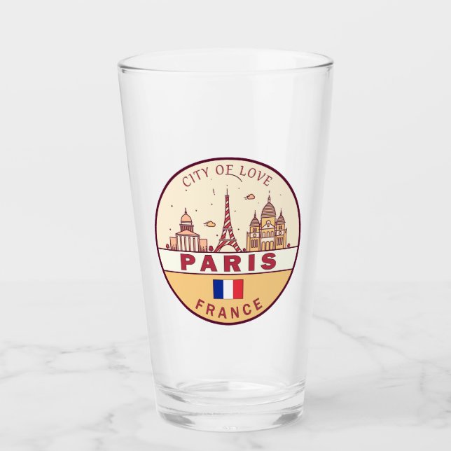 Copo De Pint Paris França City Skyline Emblem (Frente)