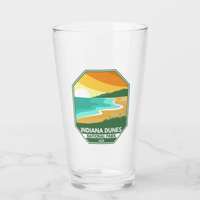 Copo De Pint Parque Nacional de Indiana Dunes - Retro Emblem mí (Frente)