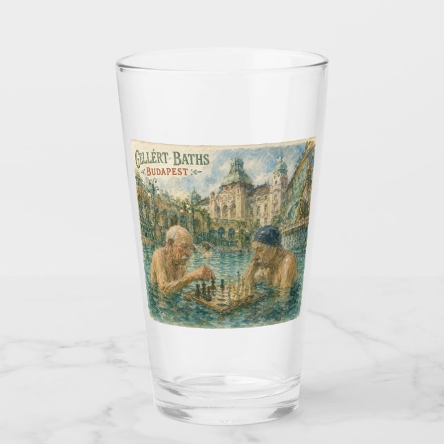 Copo De Pint Partida de xadrez Gellert Baths Budapeste Hungria (Frente)