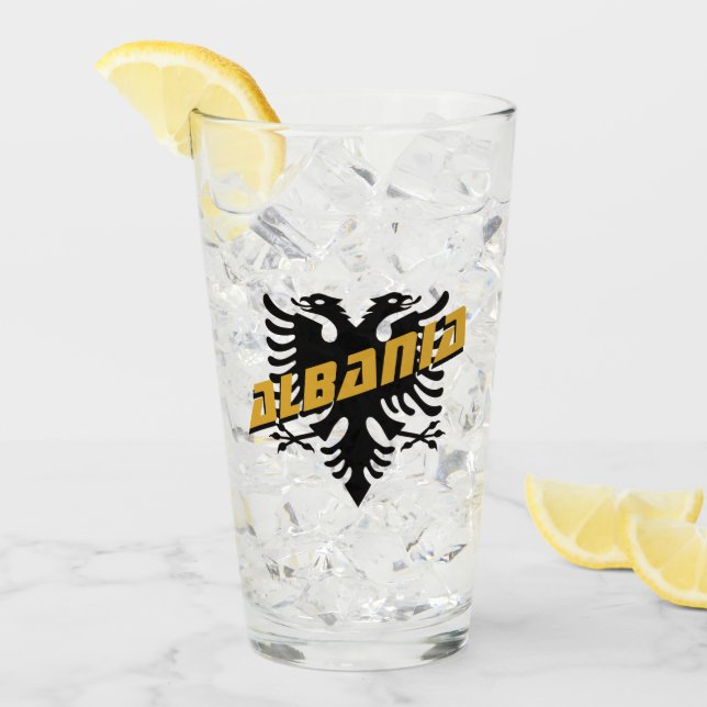 Copo De Pint Partido Patriótico Albânia e Bandeira Albanesa (Gelo frontal)