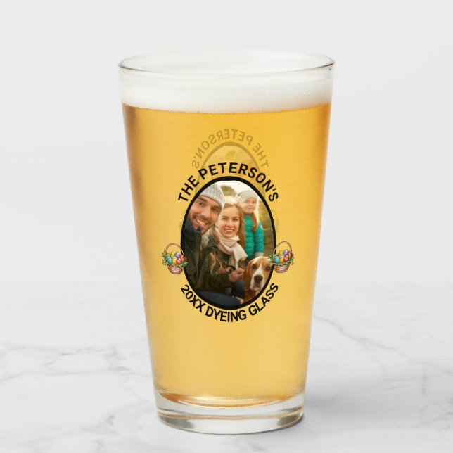 Copo De Pint Páscoa | Tingimento de Fotos Personalizado da Famí (Traseira (Preenchido))