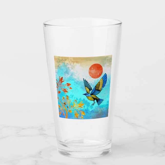 Copo De Pint Pássaro Árvore Sol (Frente)