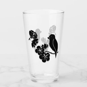 Copo De Pint Pássaro de Padrão Preto e Branco