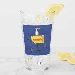 Copo De Pint Pássaro-do-mar engraçado circulado por desenhos an
