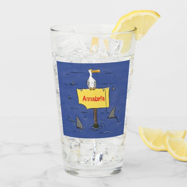 Copo De Pint Pássaro-do-mar engraçado circulado por desenhos an (Gelo traseiro)