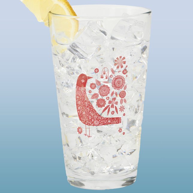 Copo De Pint Pássaro Nórdico (Scandinavian bird glass tumbler)