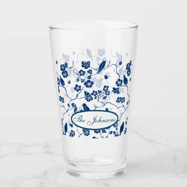 Copo De Pint Pássaros e Florais Toilosos Contemporâneos (Frente)