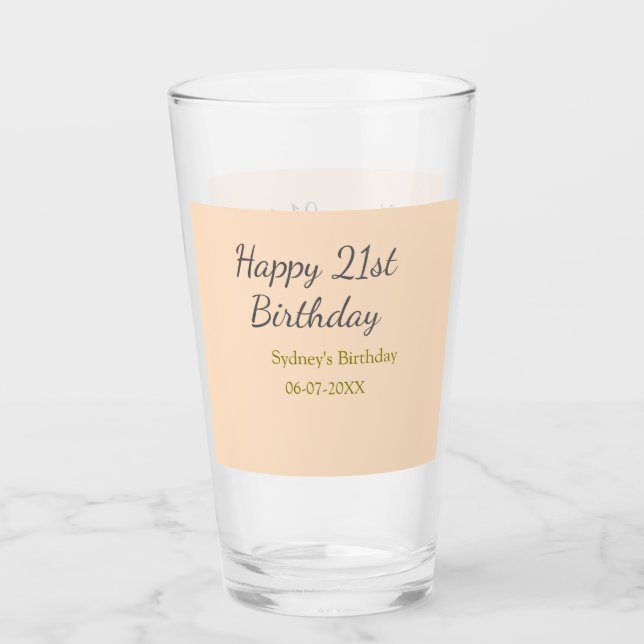 Copo De Pint Pastel orange gray happy 21st birthday name date (Frente)