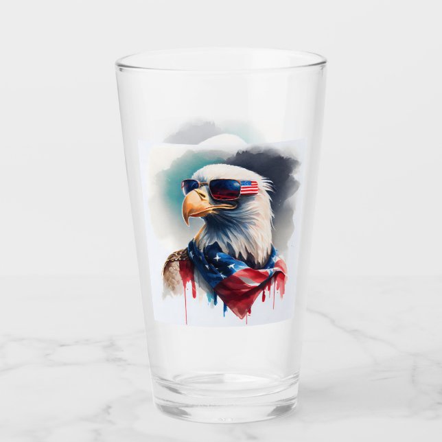 Copo De Pint Patriótica Bald Eagle 4 De Julho (Frente)