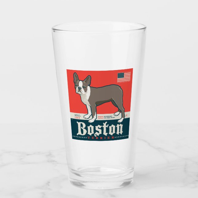 Copo De Pint Patriótico | Boston Terrier (Frente)