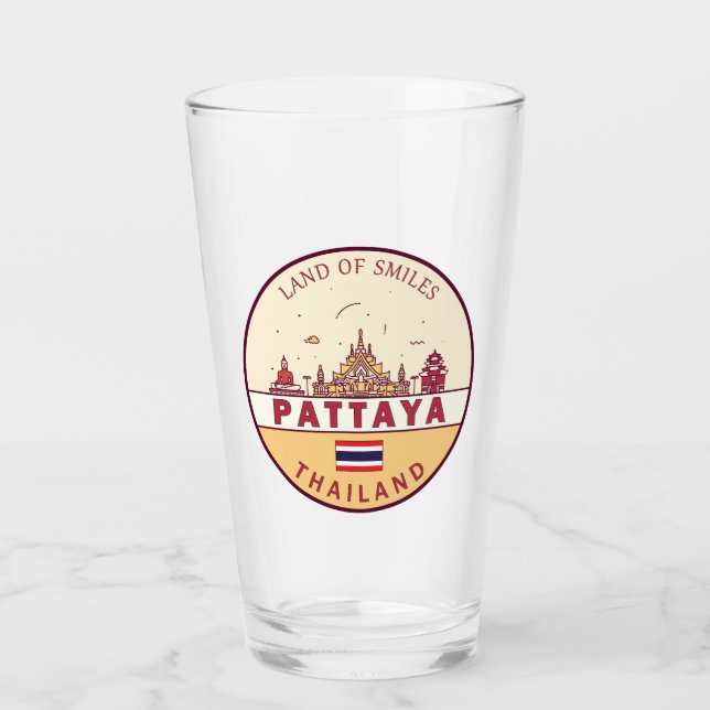 Copo De Pint Pattaya Thailand City Skyline Emblem (Frente)