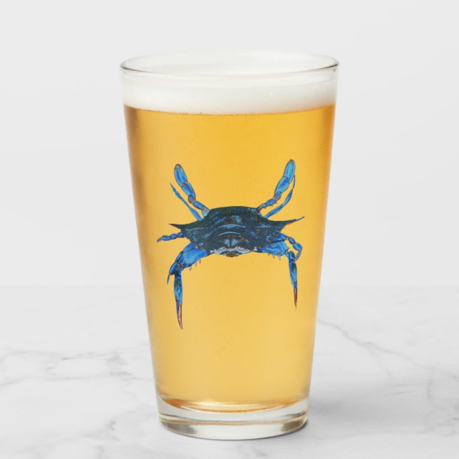 Copo De Pint Paul McGehee Blue Crab Beer Glass (Frente (Preenchido))