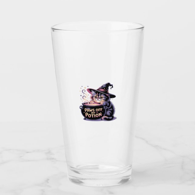 Copo De Pint Paws Off My Potion, Kawaii Halloween Witch Cat Cla (Frente)