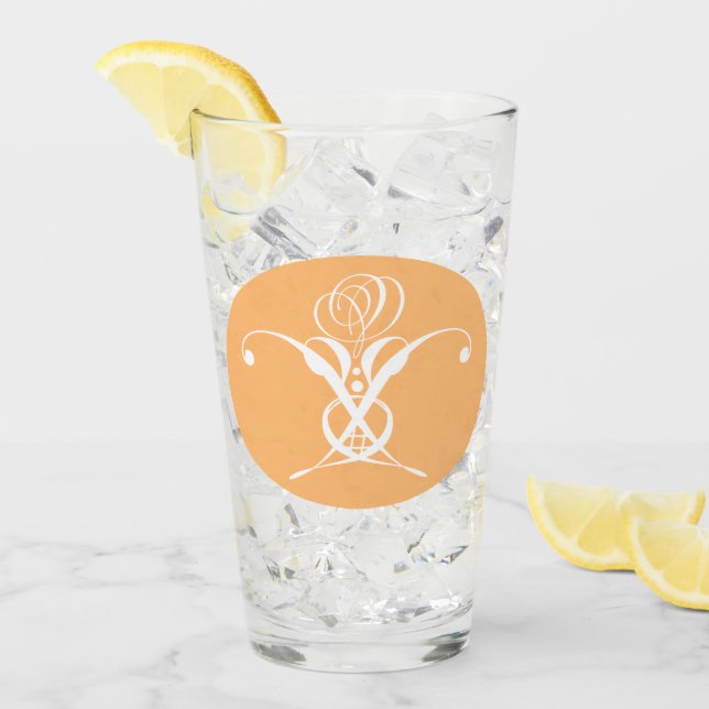 Copo De Pint Peach Retro White Flourish Rosa (Gelo frontal)