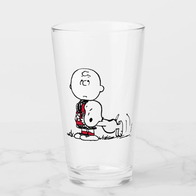 Copo De Pint PEANUTS | Padrão vermelho e preto (Frente)
