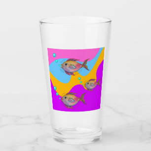 Copo De Pint Peixe de Aquarela Tropical