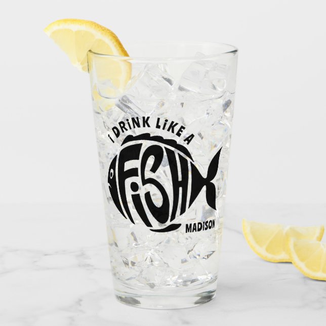 Copo De Pint Peixe de Nome Personalizado (Gelo frontal)