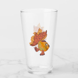 Copo De Pint Peixe Dourado Arte Popular Caprichosa Fantasia B