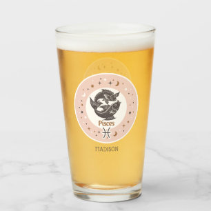 Copo De Pint Peixes de Sinal Zodiac com Nome Personalizado