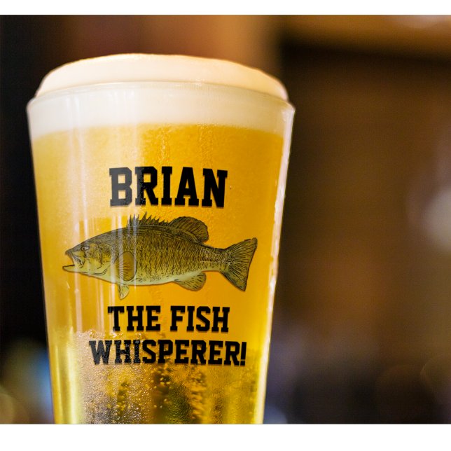 Copo De Pint Peixes Suspiros Pequenos Esportes De Pesca (Fishing beer glass. Fish whisperer gifts for smallmouth bass fisherman. )