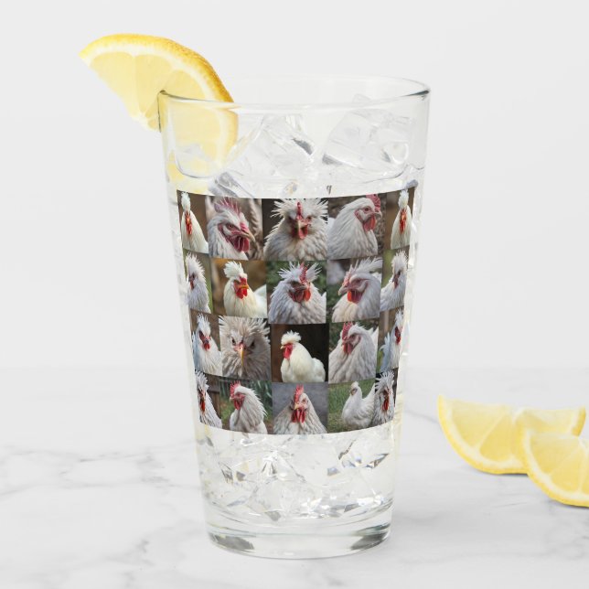 Copo De Pint "Penas em foco: Retrato de frango branco" (Gelo frontal)