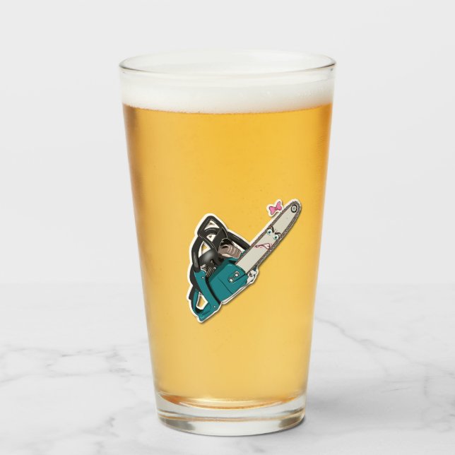 Copo De Pint Personalisierte 473 ml Trinkglas mit Kettensägen-D (Frente (Preenchido))
