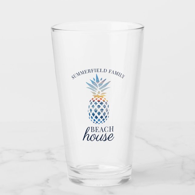 Copo De Pint Personalizado da Casa de Praia da Reunião da Famíl (Frente)