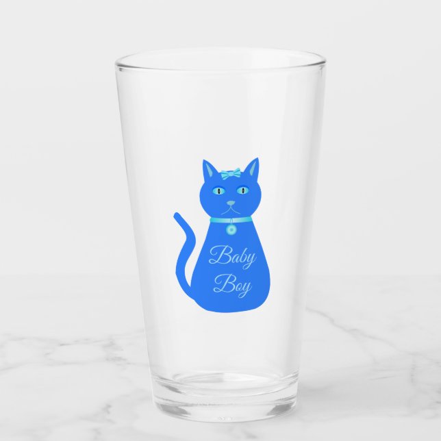 Copo De Pint Personalizado de Gato de Bebê Azul-Cinto (Frente)