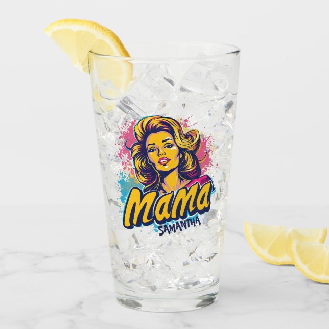 Copo De Pint Personalizado Retro Mama Pop Art (14) (Gelo frontal)
